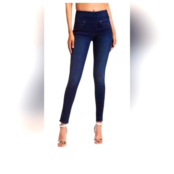 Spanx Jeans Ladies Side Zipper Pull on Straight Leg Skinny Size 25 - Picture 1 of 8
